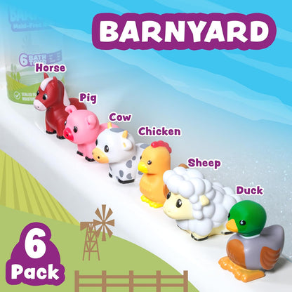 6-Piece No-Hole Squeezable Bath Toy Set