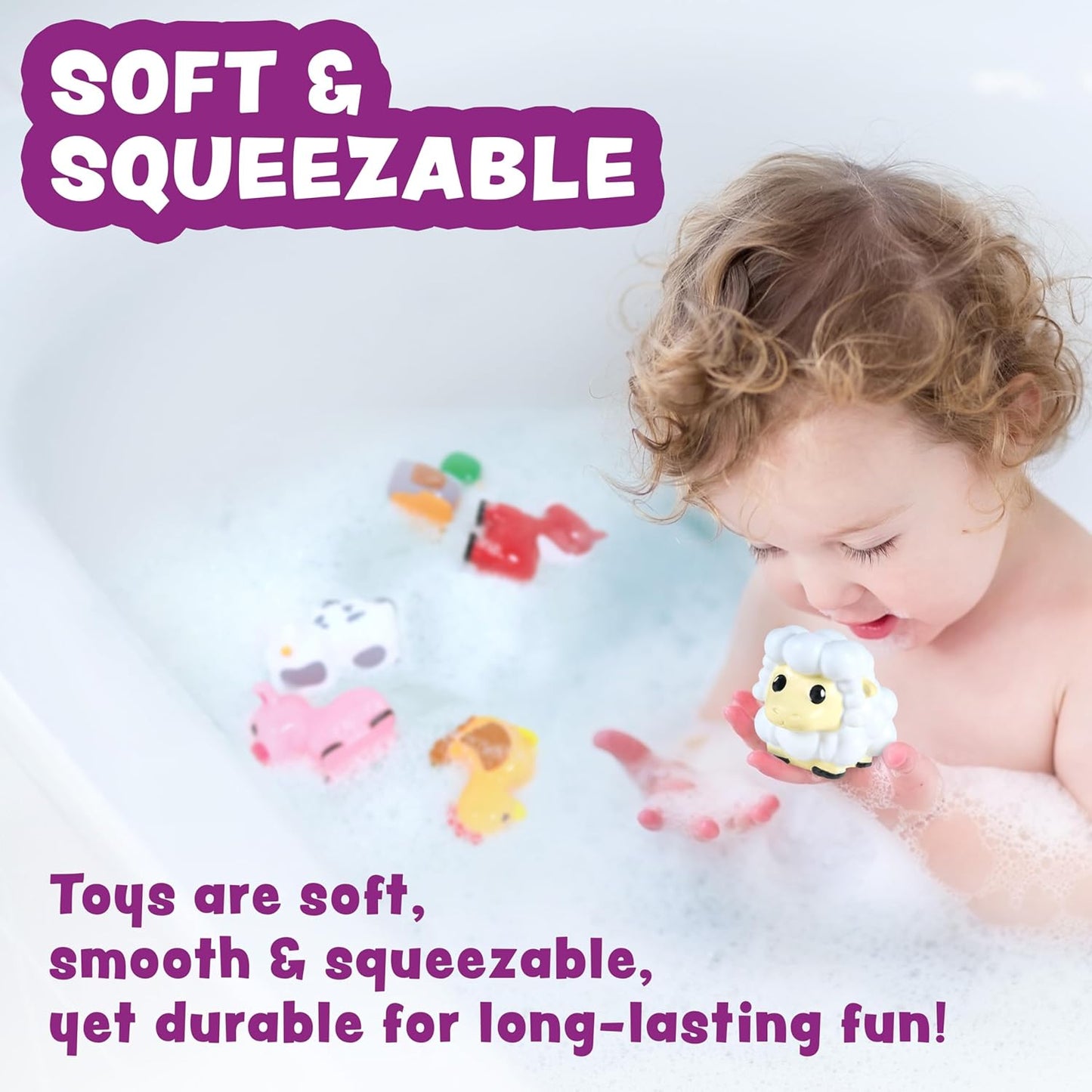 6-Piece No-Hole Squeezable Bath Toy Set